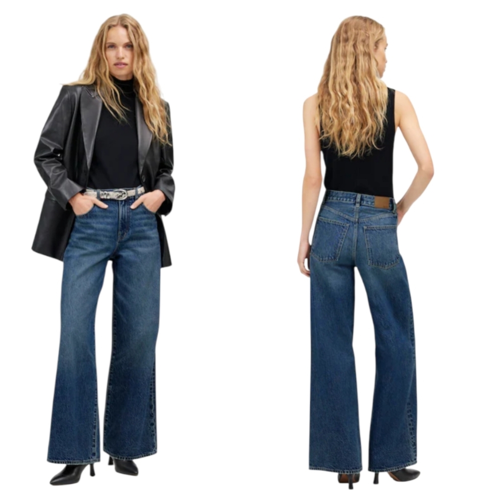 Madewell Superwide Leg High Rise Jeans Size 25 Medium Wash Wide Leg Denim  J1794 - Picture 2 of 11